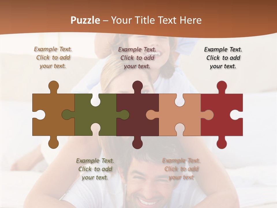 A Family Laying On Top Of Each Other On A Bed PowerPoint Template