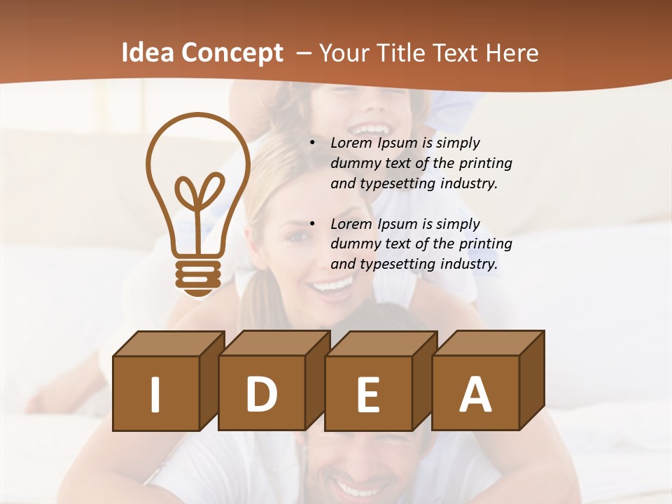A Family Laying On Top Of Each Other On A Bed PowerPoint Template