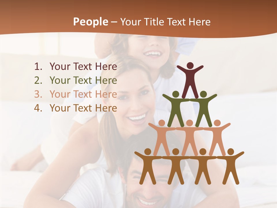 A Family Laying On Top Of Each Other On A Bed PowerPoint Template