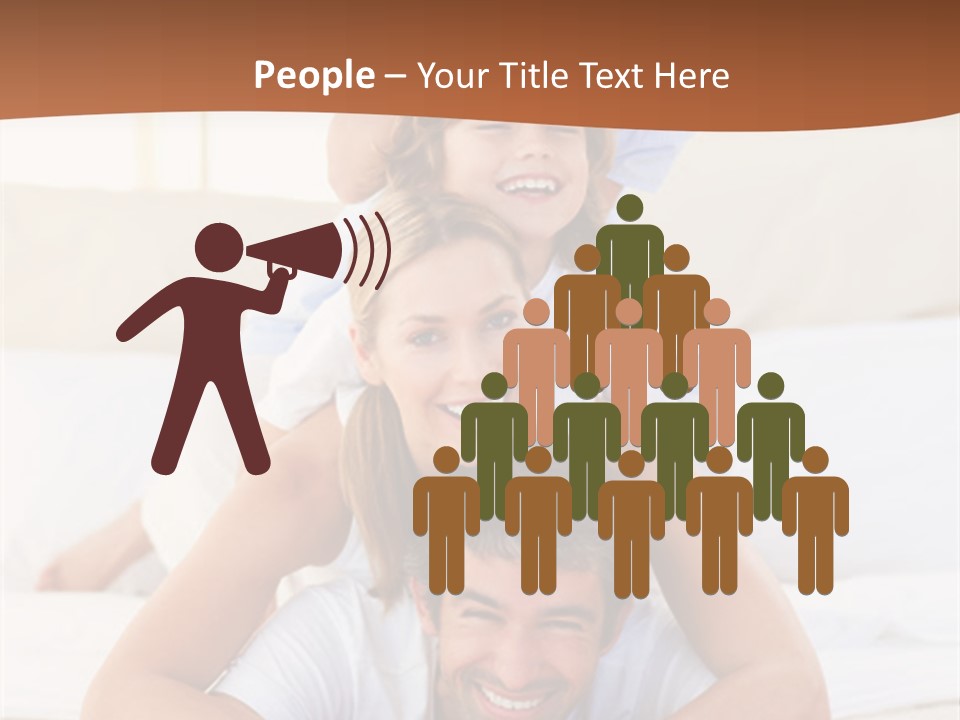 A Family Laying On Top Of Each Other On A Bed PowerPoint Template