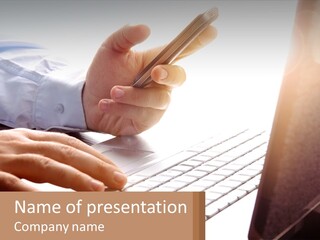 A Person Typing On A Laptop With A Pen PowerPoint Template