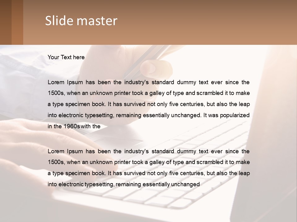 A Person Typing On A Laptop With A Pen PowerPoint Template