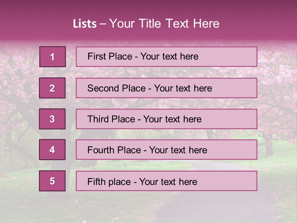 A Path With Pink Flowers On It And A Green Field In The Background PowerPoint Template
