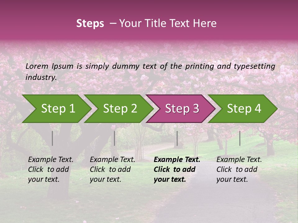 A Path With Pink Flowers On It And A Green Field In The Background PowerPoint Template