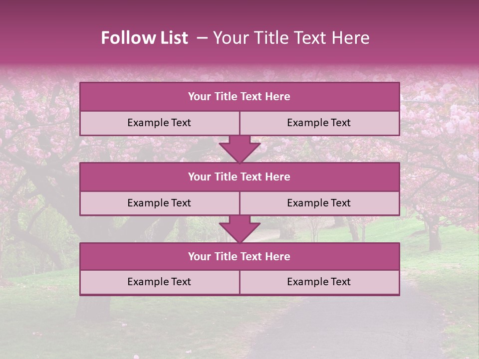 A Path With Pink Flowers On It And A Green Field In The Background PowerPoint Template
