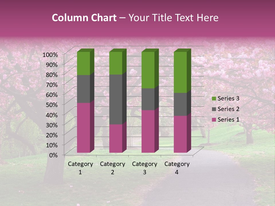 A Path With Pink Flowers On It And A Green Field In The Background PowerPoint Template