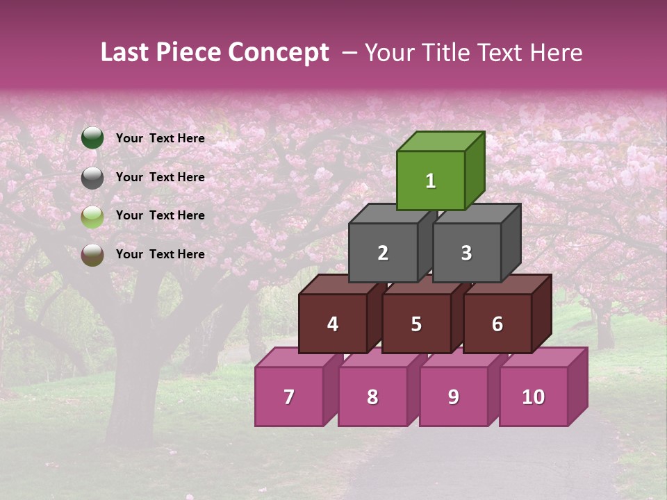 A Path With Pink Flowers On It And A Green Field In The Background PowerPoint Template