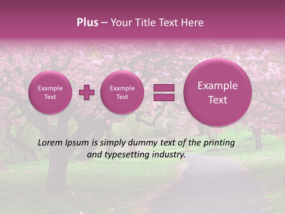 A Path With Pink Flowers On It And A Green Field In The Background PowerPoint Template