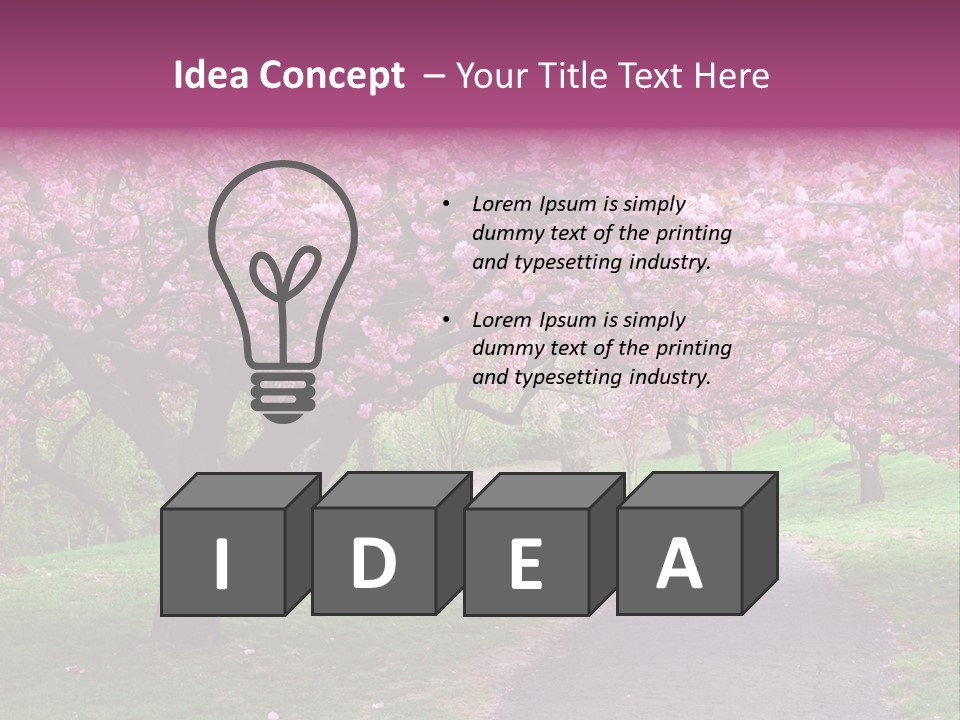 A Path With Pink Flowers On It And A Green Field In The Background PowerPoint Template