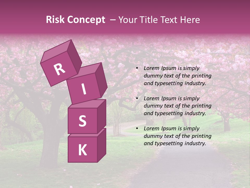 A Path With Pink Flowers On It And A Green Field In The Background PowerPoint Template