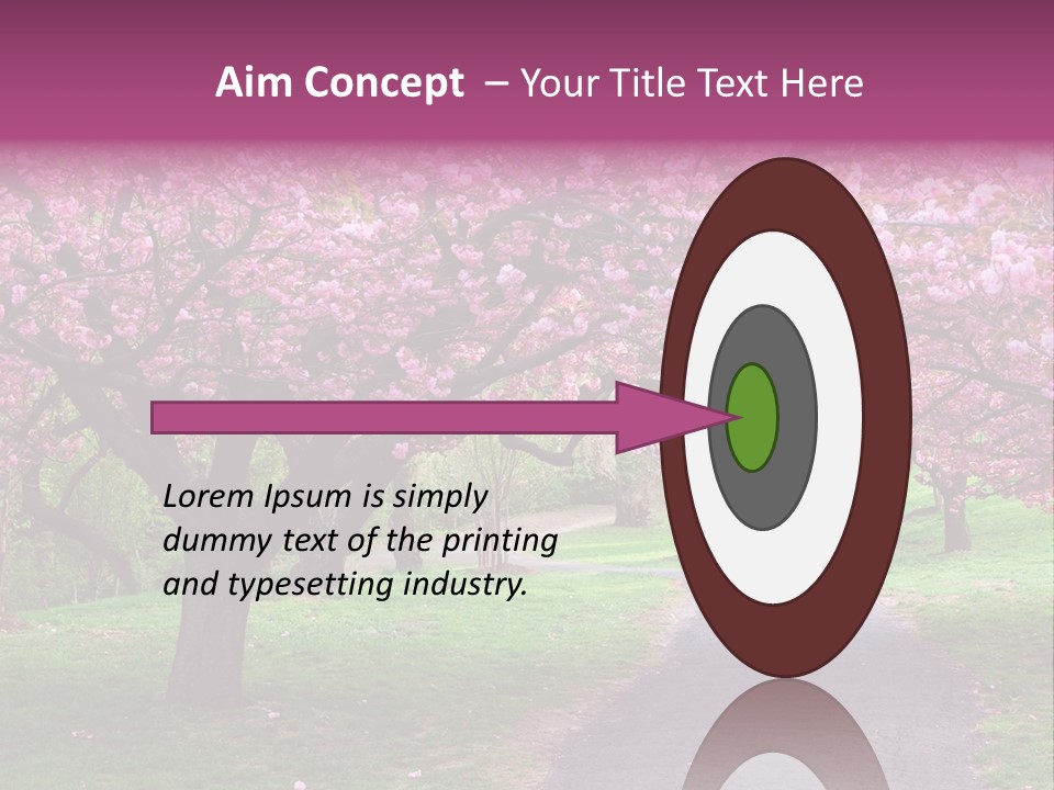 A Path With Pink Flowers On It And A Green Field In The Background PowerPoint Template
