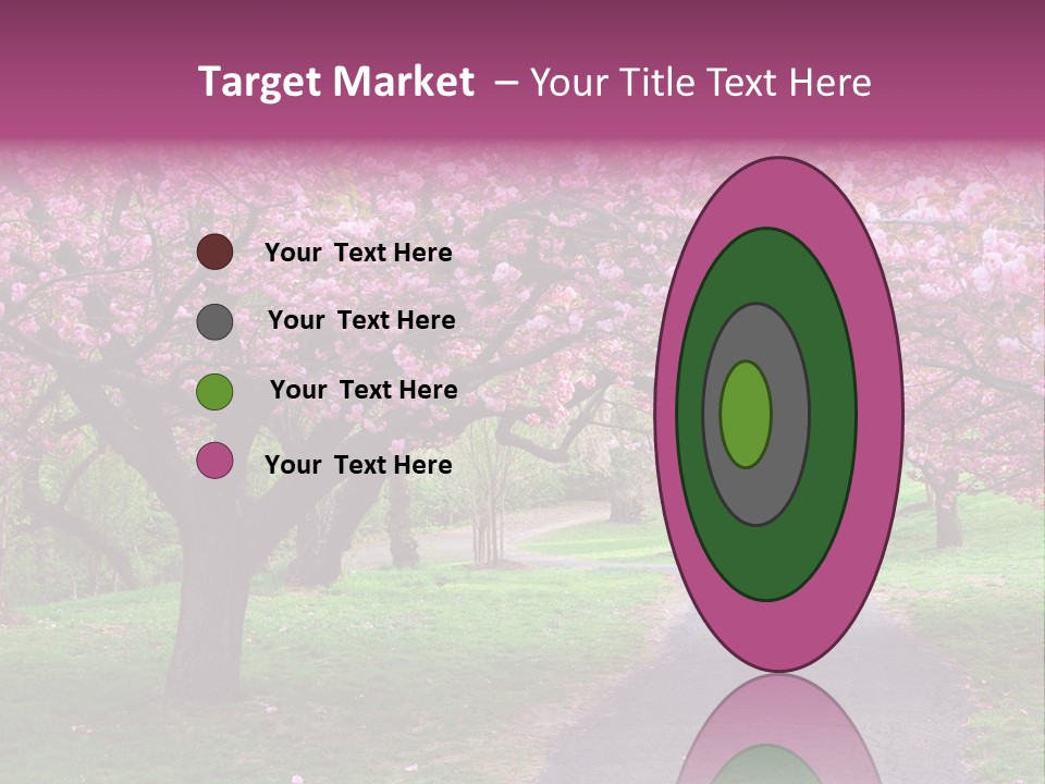 A Path With Pink Flowers On It And A Green Field In The Background PowerPoint Template