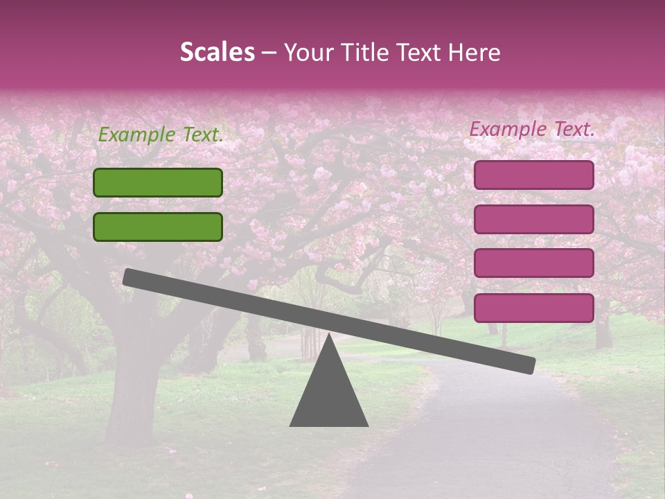 A Path With Pink Flowers On It And A Green Field In The Background PowerPoint Template