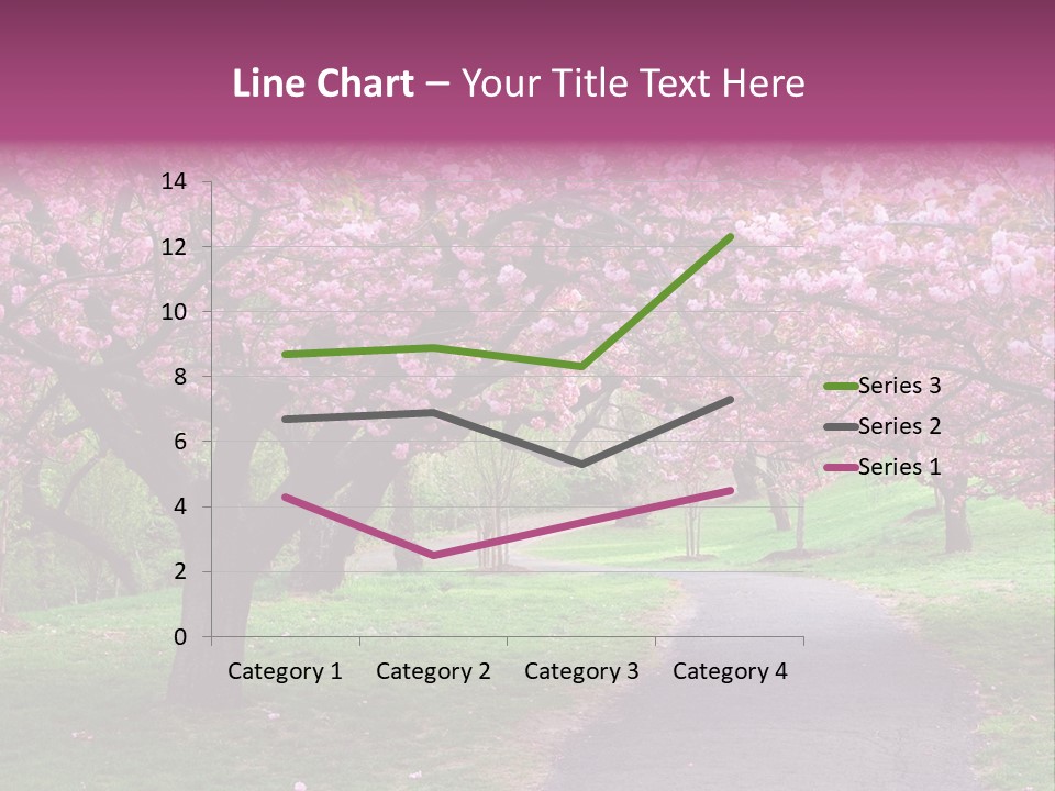 A Path With Pink Flowers On It And A Green Field In The Background PowerPoint Template