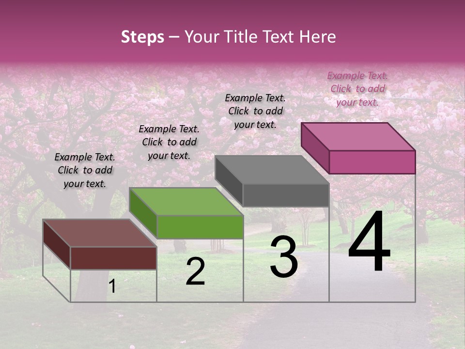 A Path With Pink Flowers On It And A Green Field In The Background PowerPoint Template