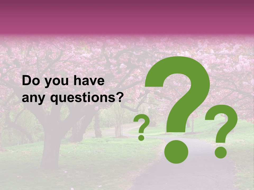 A Path With Pink Flowers On It And A Green Field In The Background PowerPoint Template
