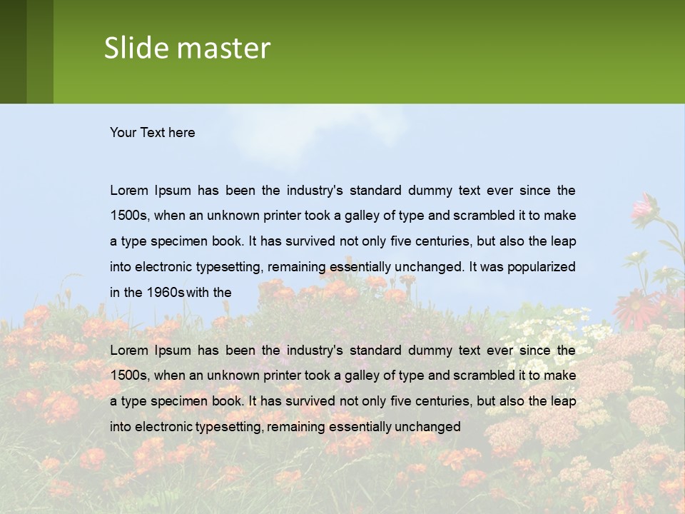 A Field Of Flowers With A Sky Background PowerPoint Template