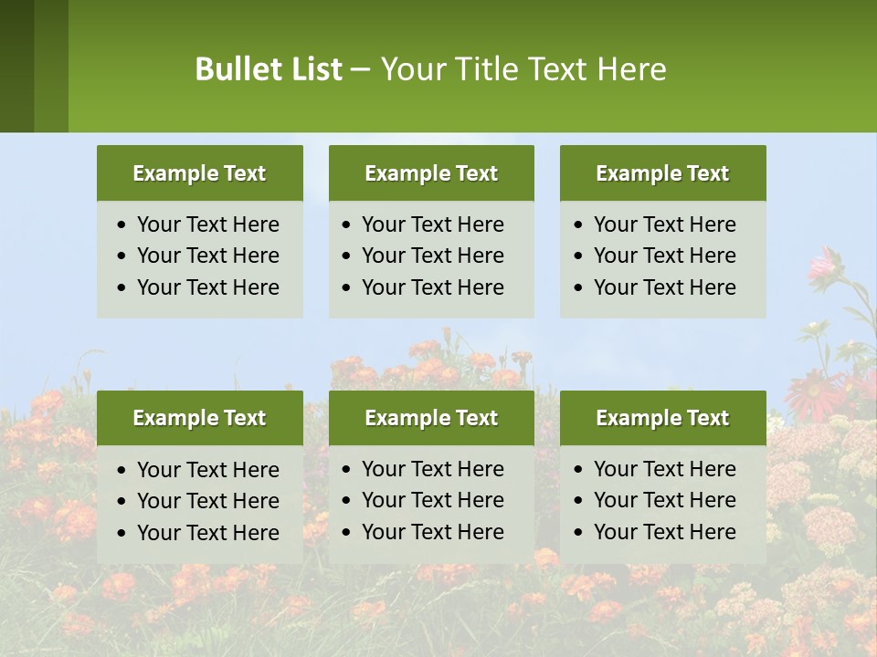 A Field Of Flowers With A Sky Background PowerPoint Template