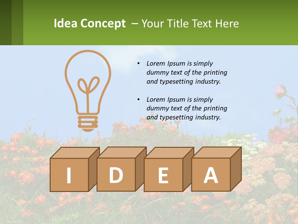 A Field Of Flowers With A Sky Background PowerPoint Template