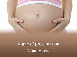 A Pregnant Woman Holding Her Belly In Her Hands PowerPoint Template