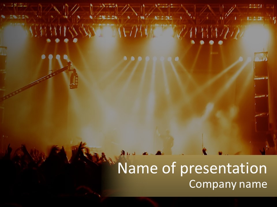 A Concert Stage With Bright Lights And Fans PowerPoint Template