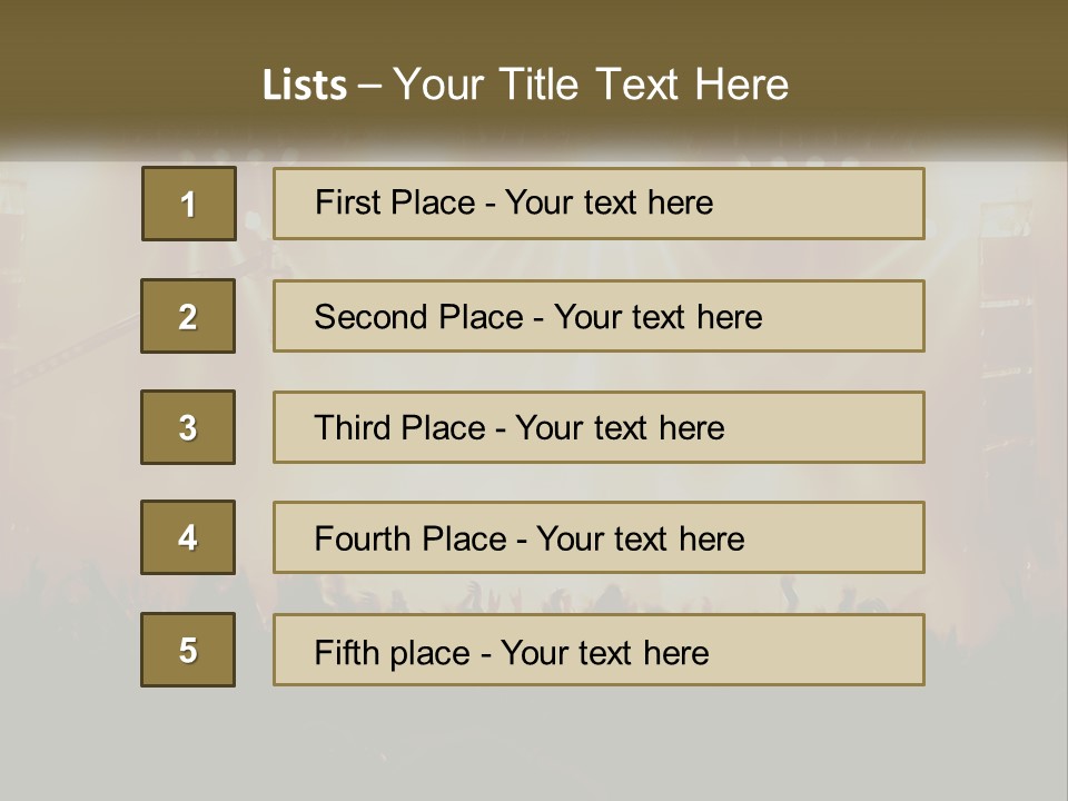 A Concert Stage With Bright Lights And Fans PowerPoint Template