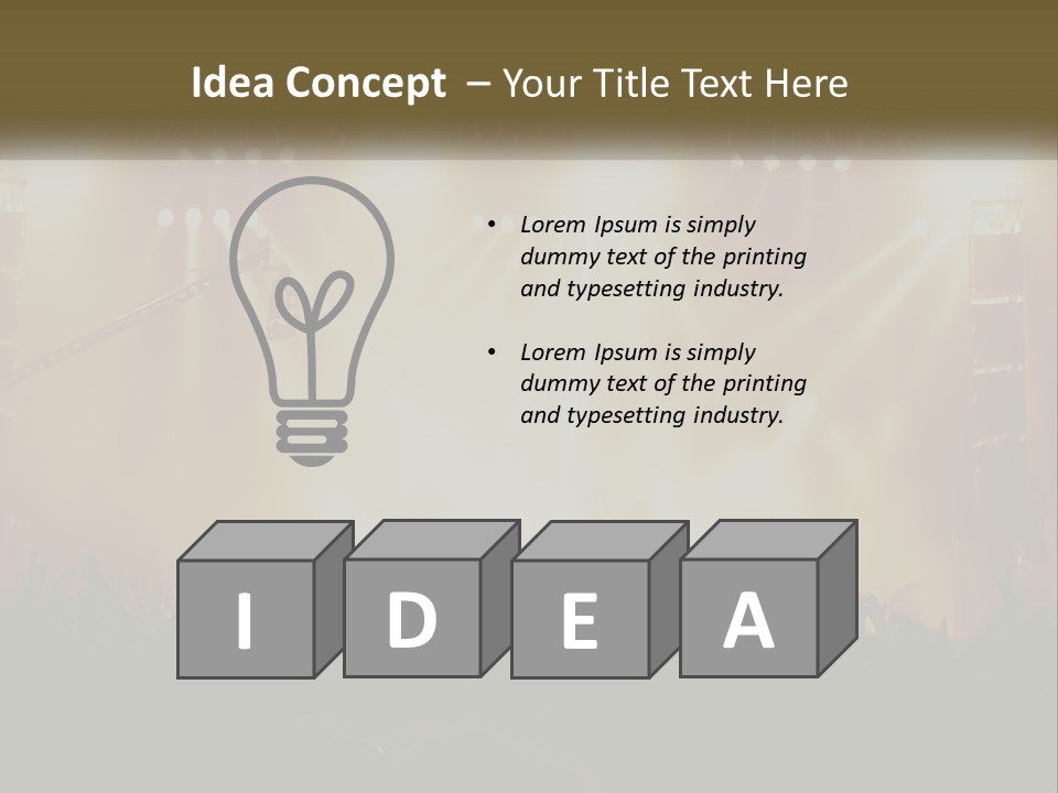 A Concert Stage With Bright Lights And Fans PowerPoint Template