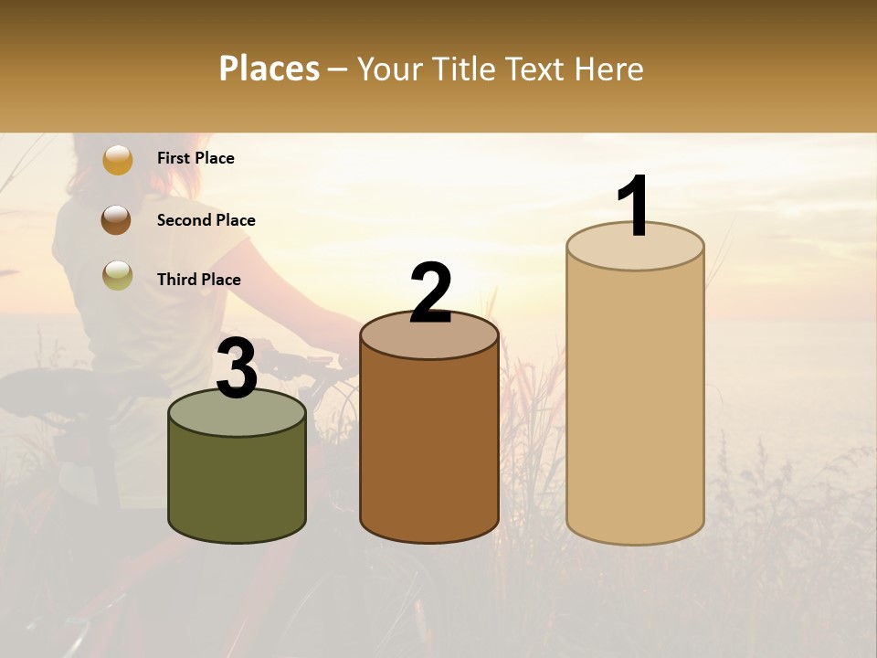 A Woman Riding A Bike Near The Ocean At Sunset PowerPoint Template