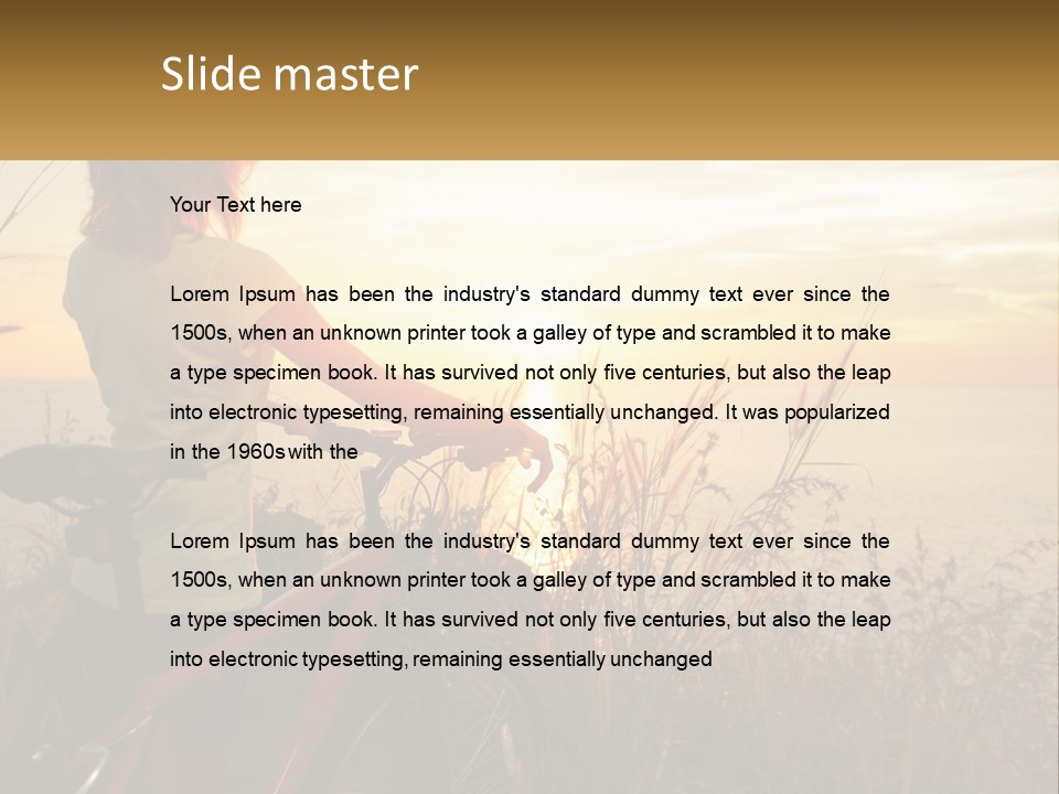 A Woman Riding A Bike Near The Ocean At Sunset PowerPoint Template