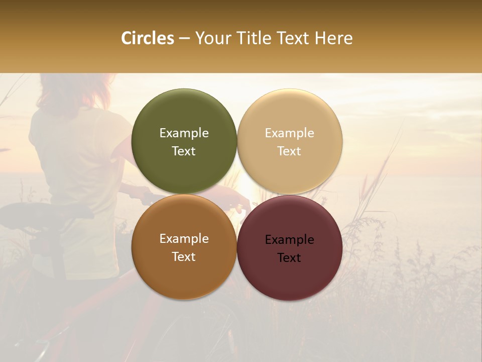 A Woman Riding A Bike Near The Ocean At Sunset PowerPoint Template