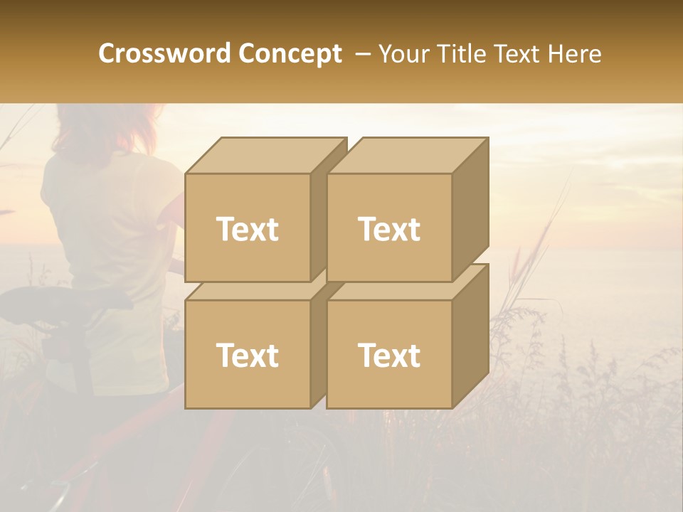 A Woman Riding A Bike Near The Ocean At Sunset PowerPoint Template