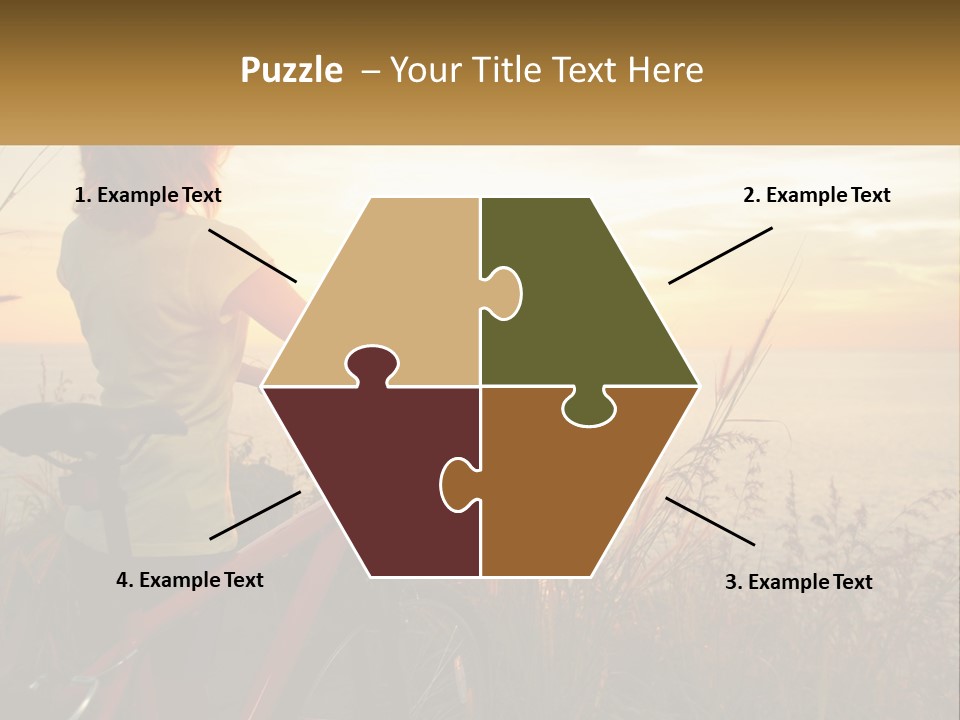 A Woman Riding A Bike Near The Ocean At Sunset PowerPoint Template