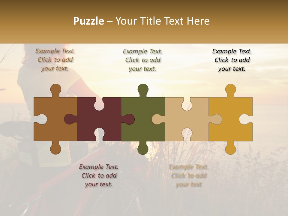 A Woman Riding A Bike Near The Ocean At Sunset PowerPoint Template