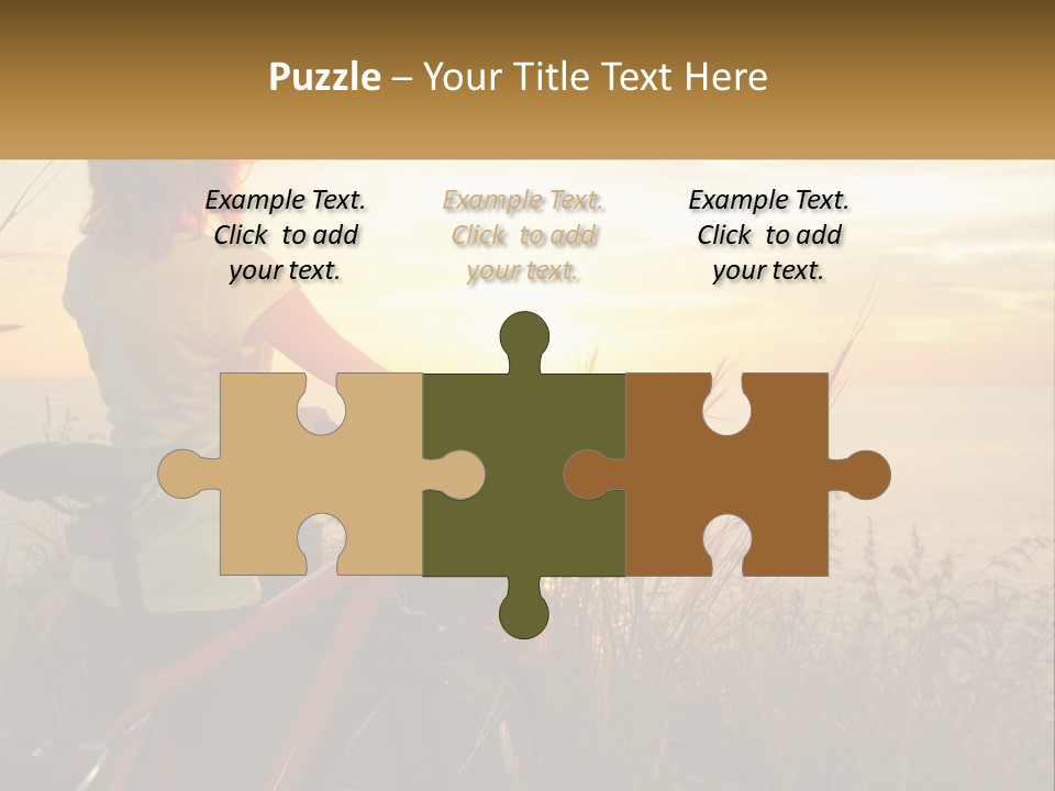 A Woman Riding A Bike Near The Ocean At Sunset PowerPoint Template