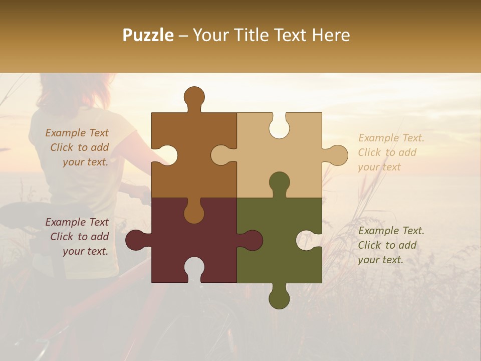 A Woman Riding A Bike Near The Ocean At Sunset PowerPoint Template