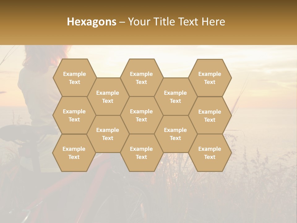 A Woman Riding A Bike Near The Ocean At Sunset PowerPoint Template