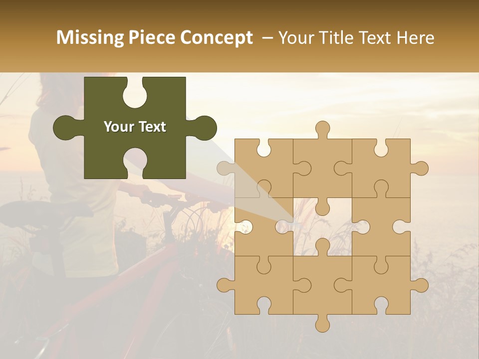 A Woman Riding A Bike Near The Ocean At Sunset PowerPoint Template