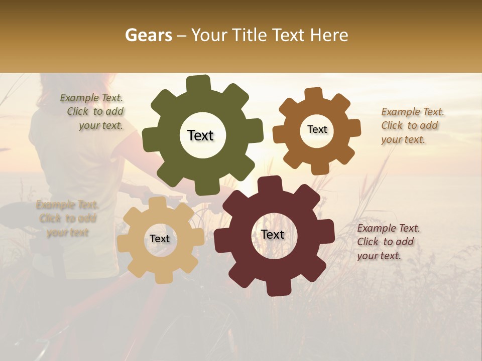 A Woman Riding A Bike Near The Ocean At Sunset PowerPoint Template