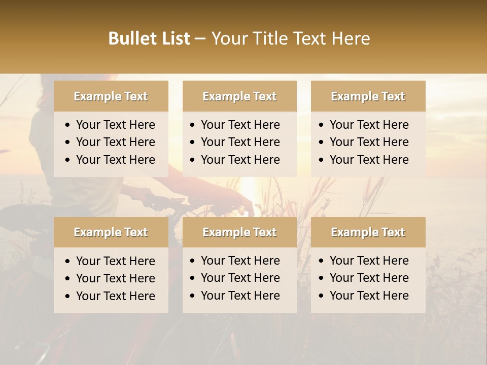 A Woman Riding A Bike Near The Ocean At Sunset PowerPoint Template