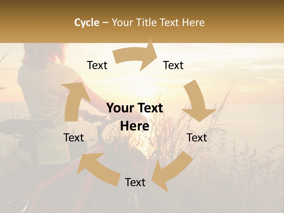 A Woman Riding A Bike Near The Ocean At Sunset PowerPoint Template