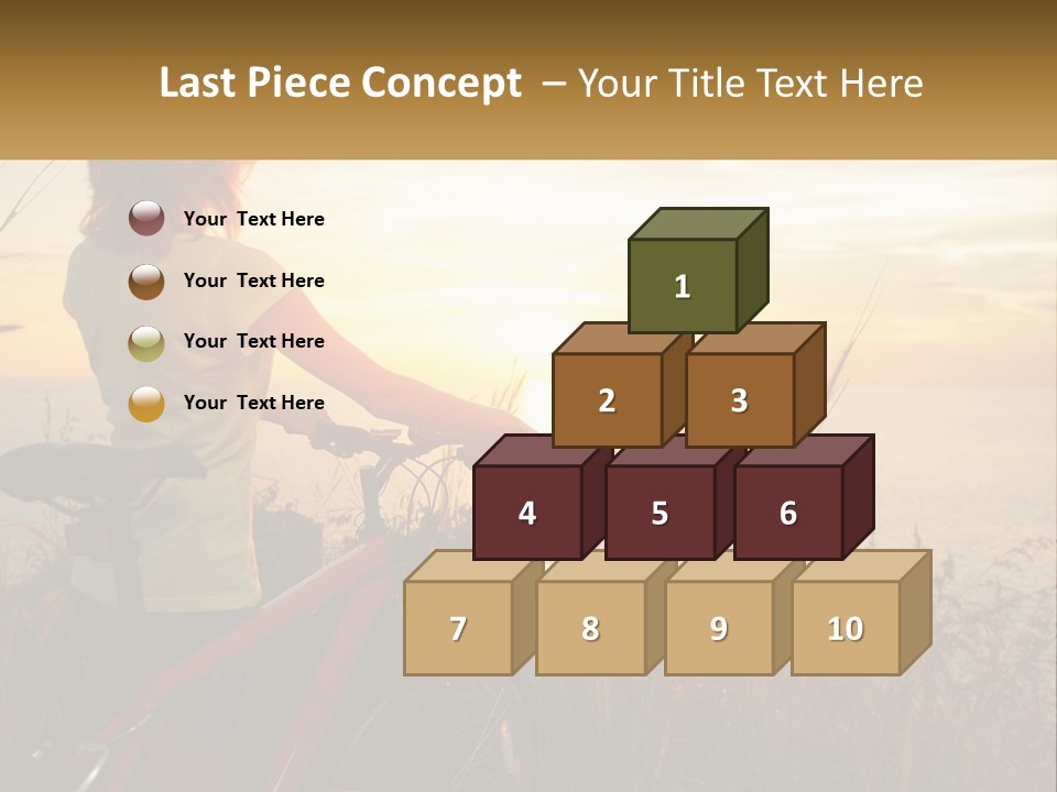 A Woman Riding A Bike Near The Ocean At Sunset PowerPoint Template