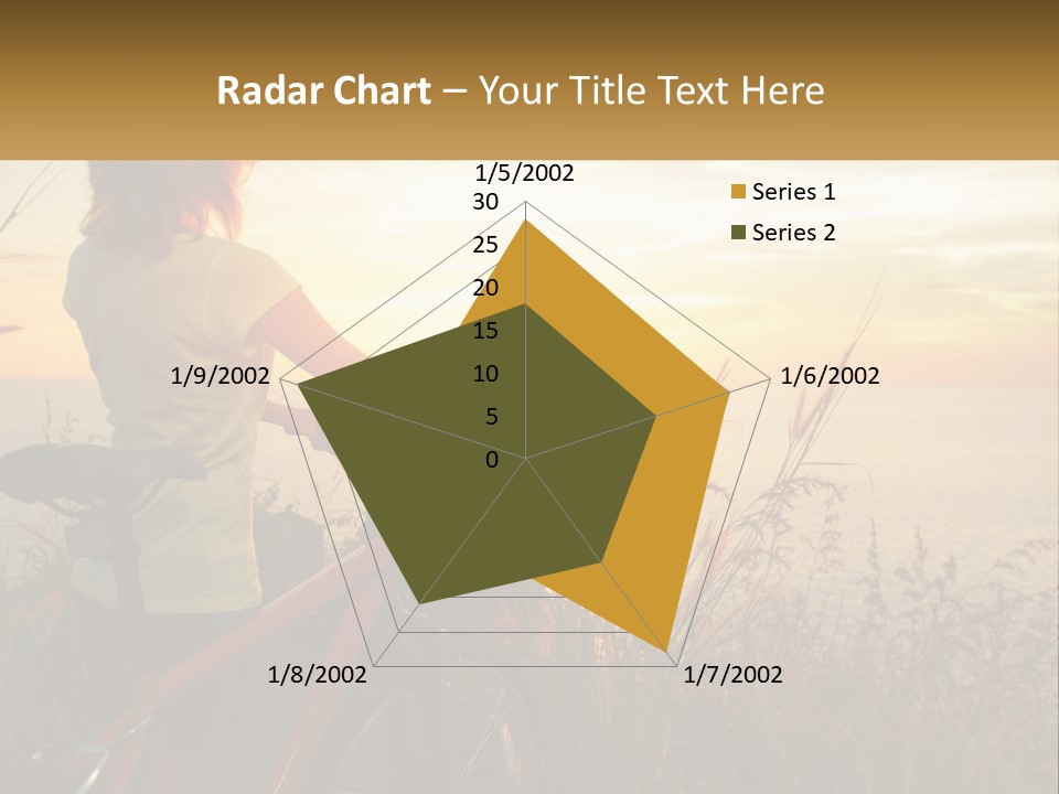 A Woman Riding A Bike Near The Ocean At Sunset PowerPoint Template
