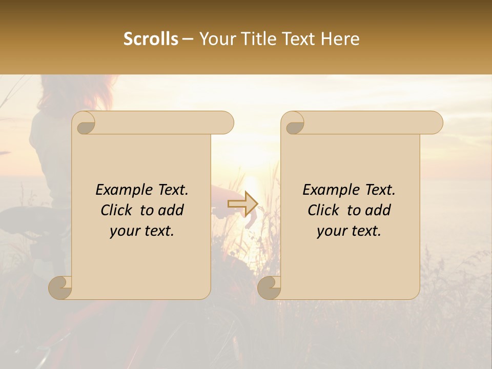 A Woman Riding A Bike Near The Ocean At Sunset PowerPoint Template