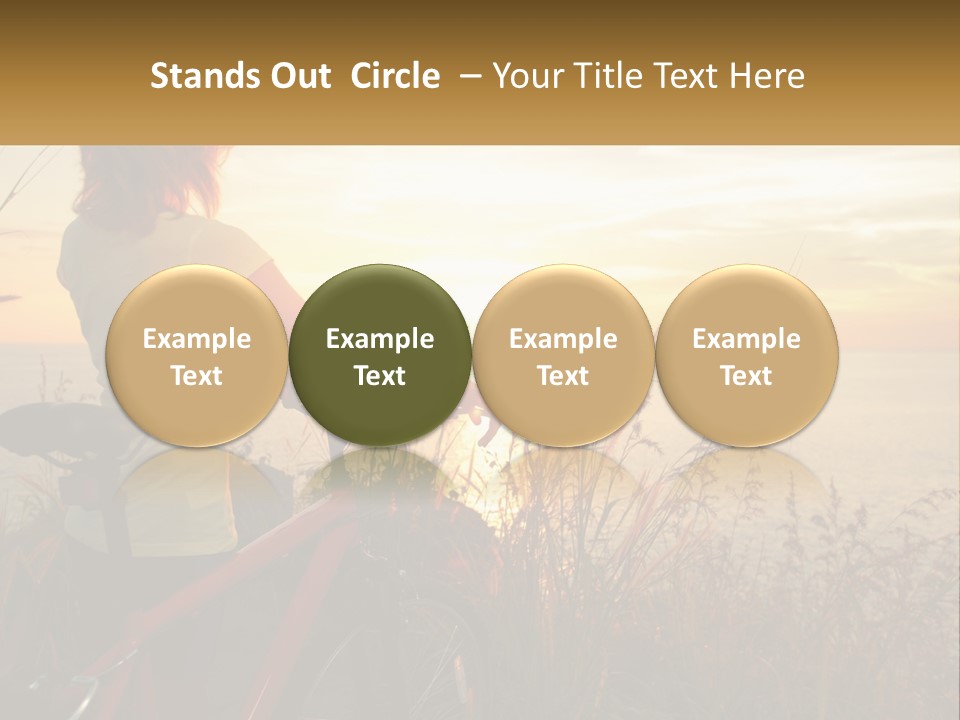 A Woman Riding A Bike Near The Ocean At Sunset PowerPoint Template