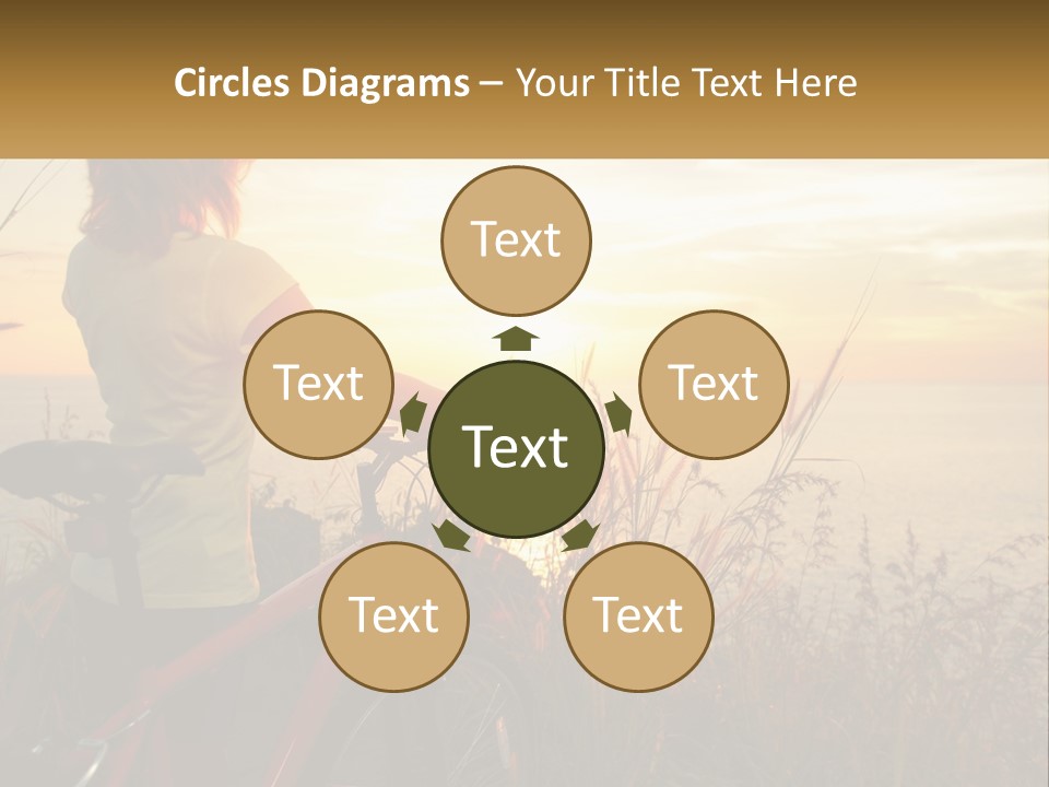 A Woman Riding A Bike Near The Ocean At Sunset PowerPoint Template