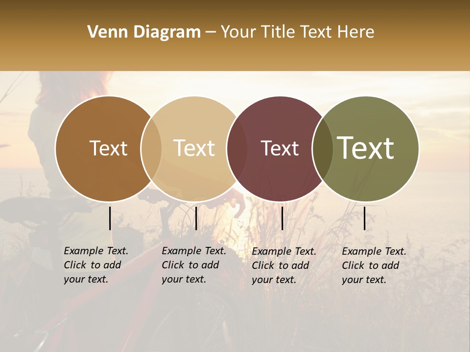 A Woman Riding A Bike Near The Ocean At Sunset PowerPoint Template