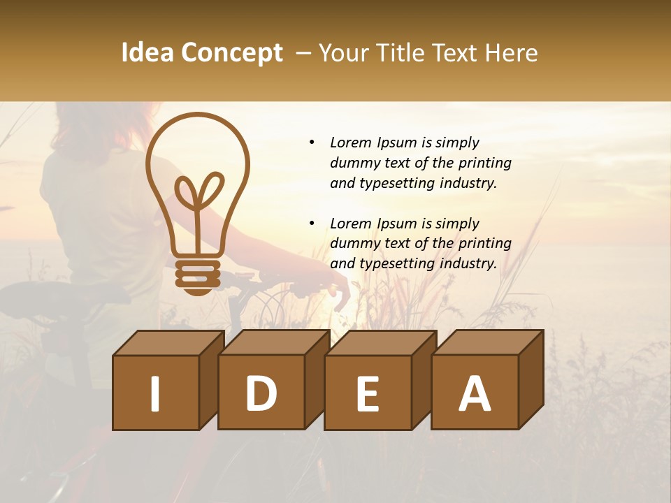 A Woman Riding A Bike Near The Ocean At Sunset PowerPoint Template