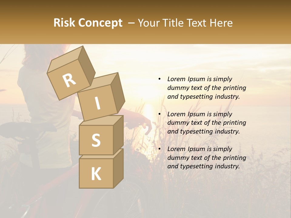 A Woman Riding A Bike Near The Ocean At Sunset PowerPoint Template