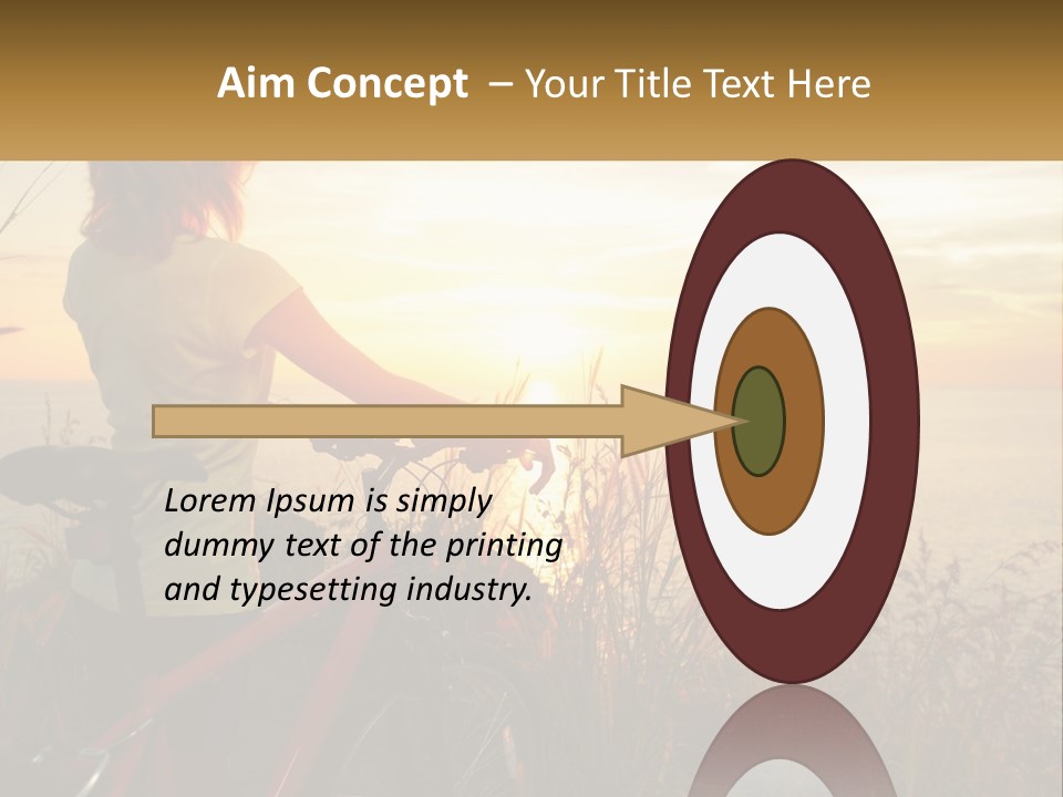 A Woman Riding A Bike Near The Ocean At Sunset PowerPoint Template