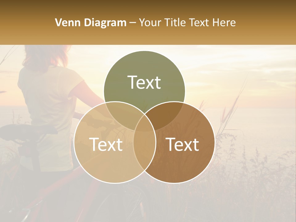 A Woman Riding A Bike Near The Ocean At Sunset PowerPoint Template